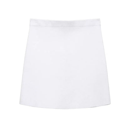 Women's Fashion Elegant Skirt Suit Round Neck Long Sleeve Knitted Sweater Top Elastic Waist Mini Skirt Female Spring Summer New