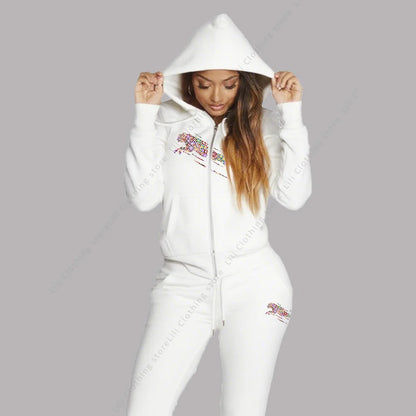 Women's Track Suit Aesthetic Hoodies Sweatshirts Sweatpants 2 Piece Set Zipper Cardigan High quality Sportwear Woman Pants Sets