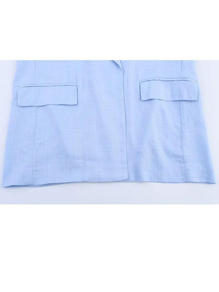 HH Women Casual Suit Solid Turn-Down Collar Long Sleeves Single-Breasted Blazers+Elastic Waist Pockets Pants Female Sets