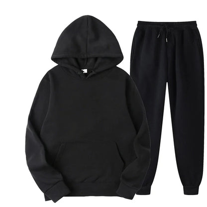 2025 women's sports suit hooded sweatshirt+sports pants 2-piece set casual jogging suit sportswear men's street style set