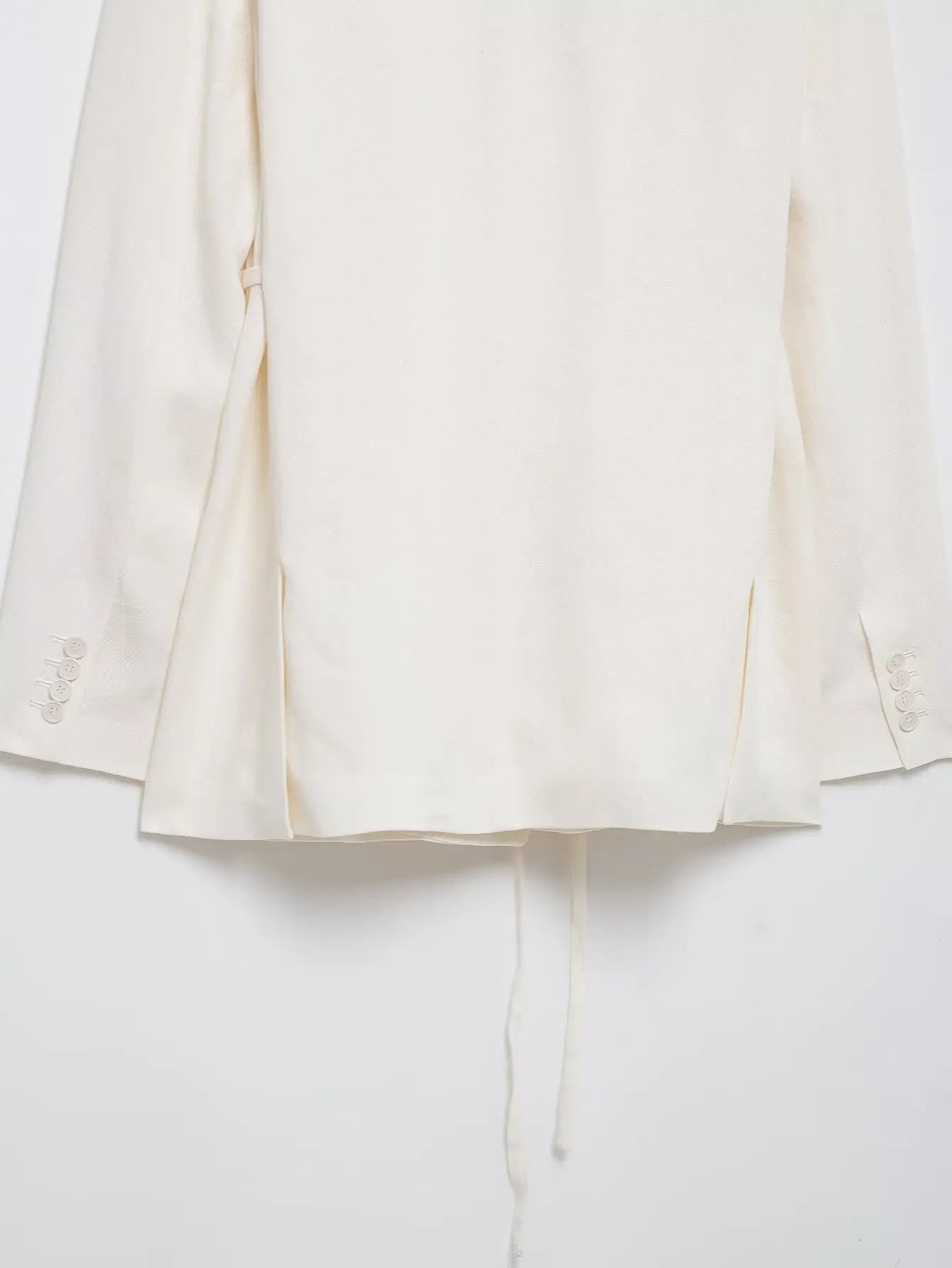 HH Women Spring Fashion Suits White Turn-Down Collar Long Sleeves Lace-Up Blazers+High Waist Zipper Long Pants Female Sets