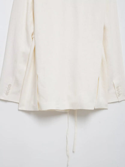 HH Women Spring Fashion Suits White Turn-Down Collar Long Sleeves Lace-Up Blazers+High Waist Zipper Long Pants Female Sets