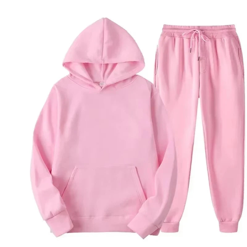 2025 women's sports suit hooded sweatshirt+sports pants 2-piece set casual jogging suit sportswear men's street style set