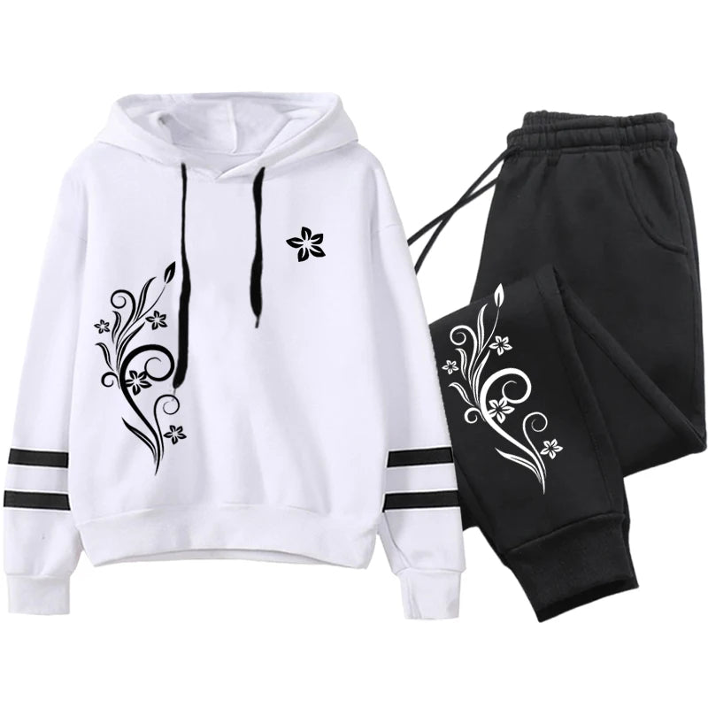 Women Tracksuit Daily Outdoor Autumn Winter Quality Hoodies Casual Single Piece Stripe Sweatshirt and Sweatpants Comfort Jogging
