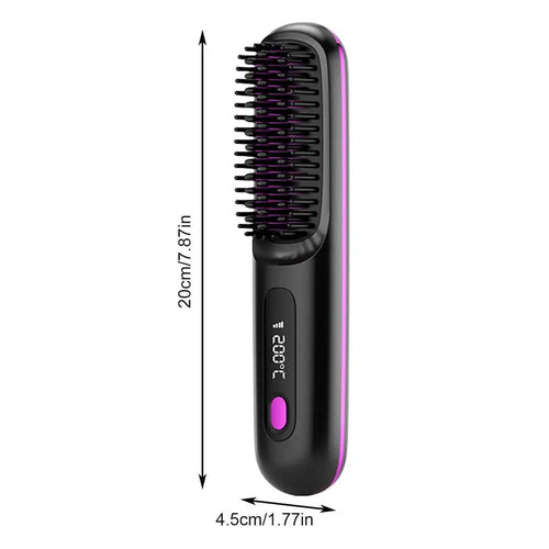 Hair Straightener Brush Electric Hot Comb With 3 Heating Settings USB