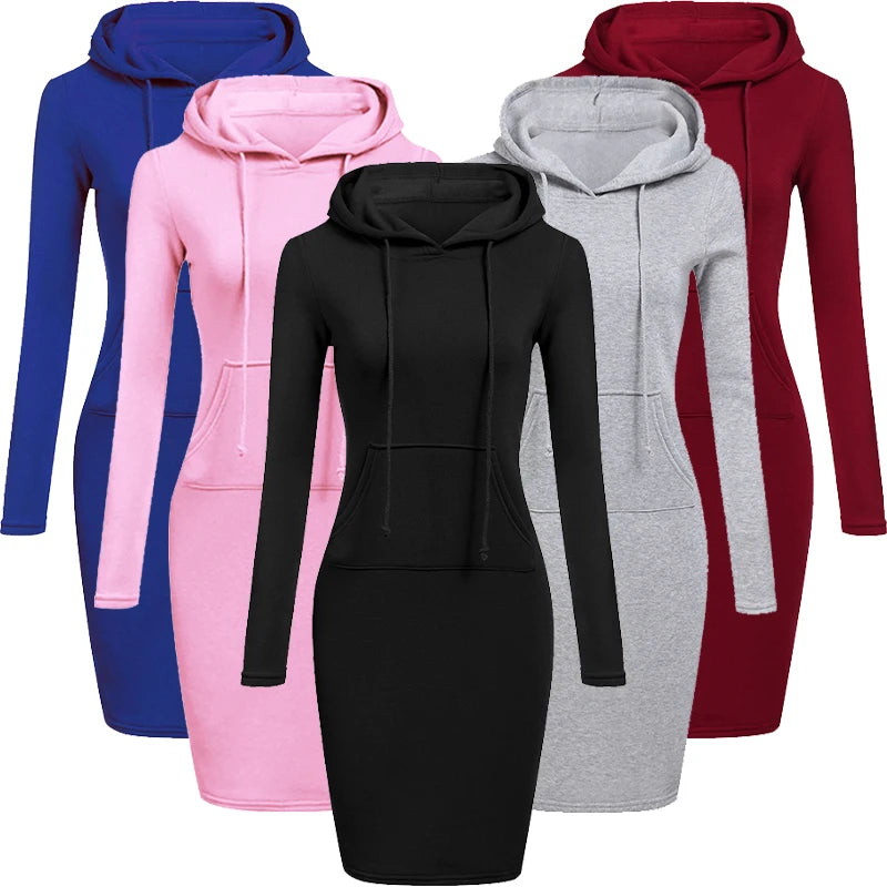 Ladies Dress Autumn Women Hooded Dresses Hoodies Women Sweatshirts
