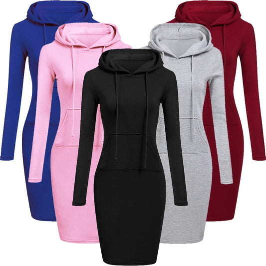Ladies Dress Autumn Women Hooded Dresses Hoodies Women Sweatshirts