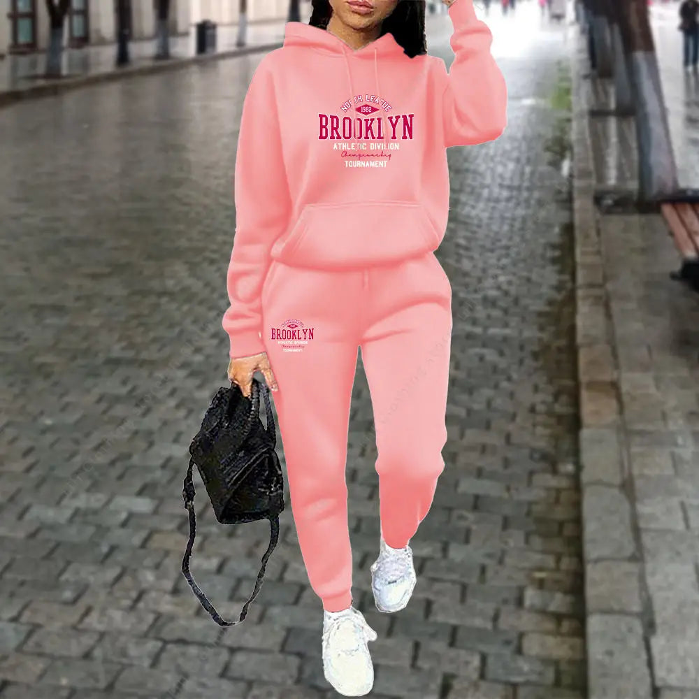 Women's Sets Autumn Winter Hoodies Pants 2pcs Suit Sports Jogging Outfits Letter Print Aesthetic Clothes Women Tracksuit 2025
