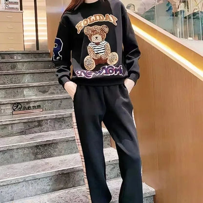 Women's Casual Fashion Plush Sweater Sweat Suits 2025 Spring And Autumn Winter New Temperament Matching Two Piece Sets For Women