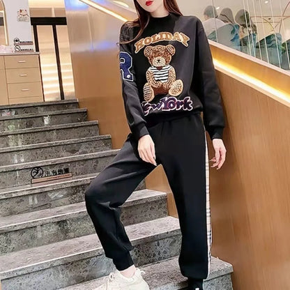 Women's Casual Fashion Plush Sweater Sweat Suits 2025 Spring And Autumn Winter New Temperament Matching Two Piece Sets For Women