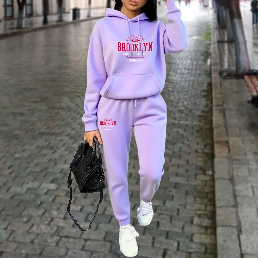 Women's Sets Autumn Winter Hoodies Pants 2pcs Suit Sports Jogging Outfits Letter Print Aesthetic Clothes Women Tracksuit 2025