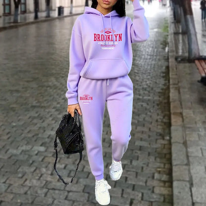 Women's Sets Autumn Winter Hoodies Pants 2pcs Suit Sports Jogging Outfits Letter Print Aesthetic Clothes Women Tracksuit 2025