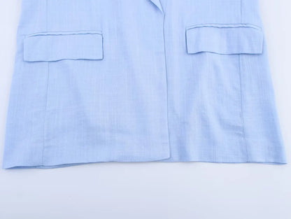 HH Women Casual Suit Solid Turn-Down Collar Long Sleeves Single-Breasted Blazers+Elastic Waist Pockets Pants Female Sets