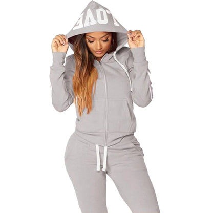 Fashion Women Track Suits Sports Wear Jogging Suits Ladies Hooded Tracksuit Set Clothes Hoodies+Sweatpants Sweat Suits