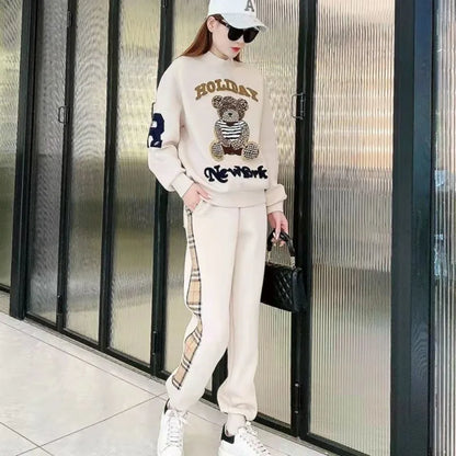 Women's Casual Fashion Plush Sweater Sweat Suits 2025 Spring And Autumn Winter New Temperament Matching Two Piece Sets For Women