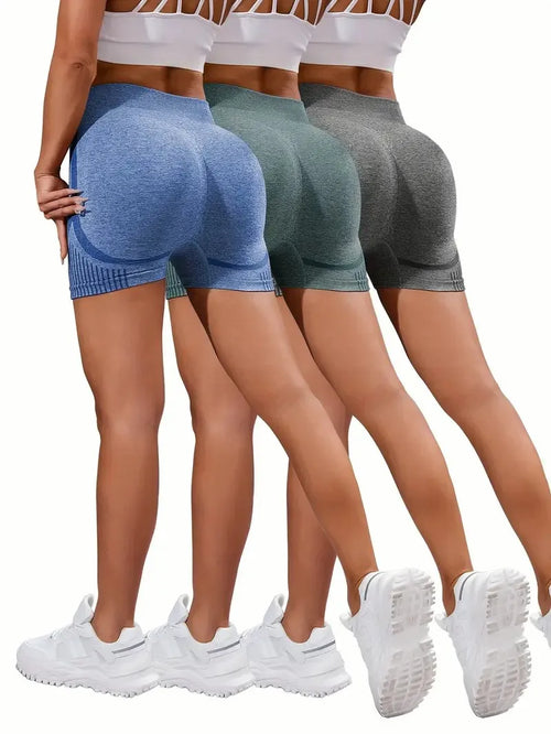 3 Pieces Women Yoga Seamless Shorts Leggings Fitness High Waist Push