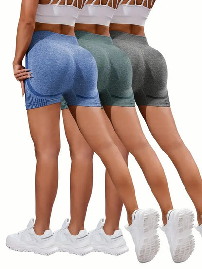 3 Pieces Women Yoga Seamless Shorts Leggings Fitness High Waist Push