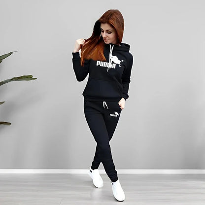 Women's Tracksuit Hooded Sweatshirts Sweatpants Autumn Winter Daily Casual Sporty Jogger Suit Female Home Outdoor Hoodie Outfits
