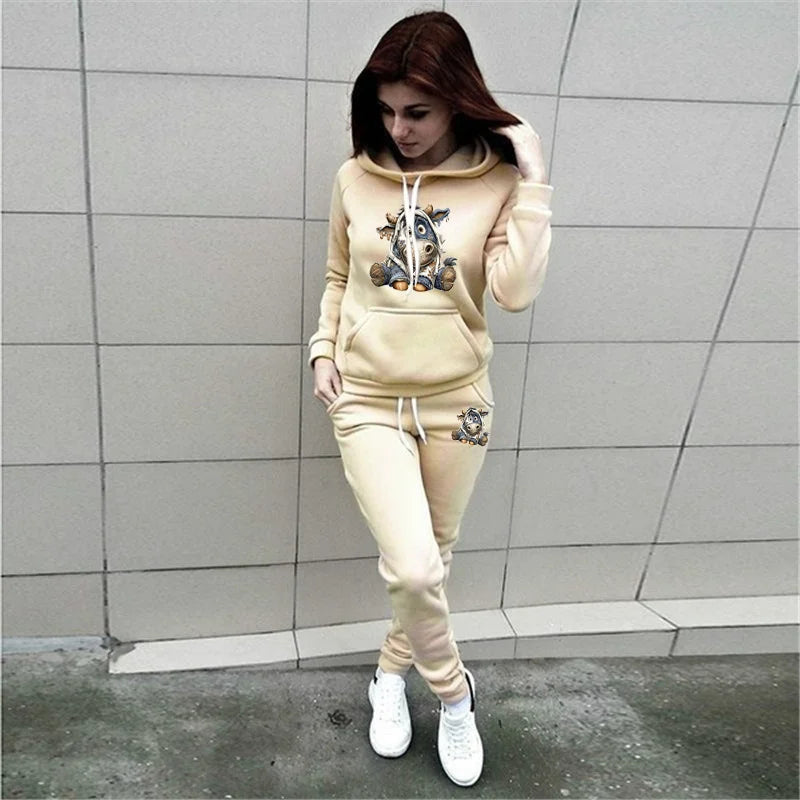 Women TrackSuit Aesthetic Designer Clothes Autumn Winter High Quality Hoodies Sweatshirts Sweatpants Sportwear Woman Pants Sets