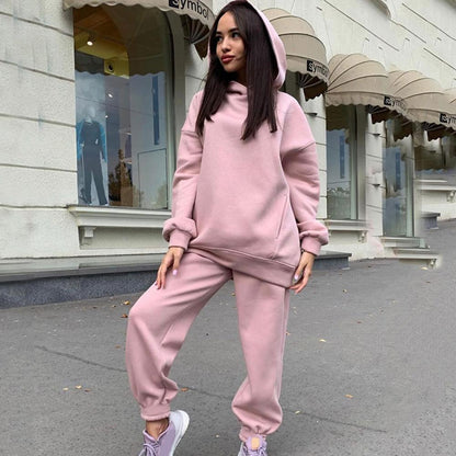 Women Tracksuit Autumn Winter Warm Hoodies Top Suits Casual Hooded Sweatshirts And Jogging Pants Outfits Sweatpants 2 Piece Sets