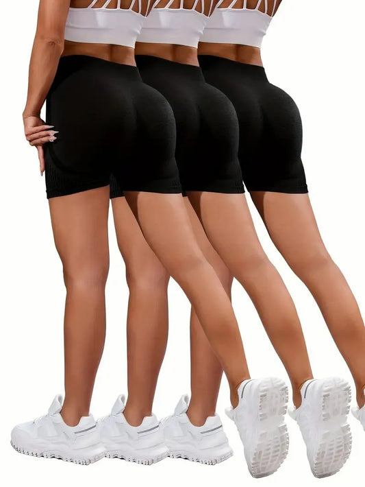 3 Pieces Women Yoga Seamless Shorts Leggings Fitness High Waist Push