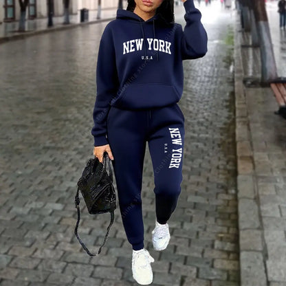 NEW YORK Women's Tracksuit Autumn Winter Hoodies Trousers 2PCS Suit Sports Jogging Street High quality Clothes Women Pants Sets