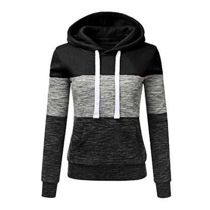 2024 Womens Outfits High Quality Color Block Hooded Sweatshirt Black Sweatpants Trend Jogging Hot Sales Sport Casual Tracksuit