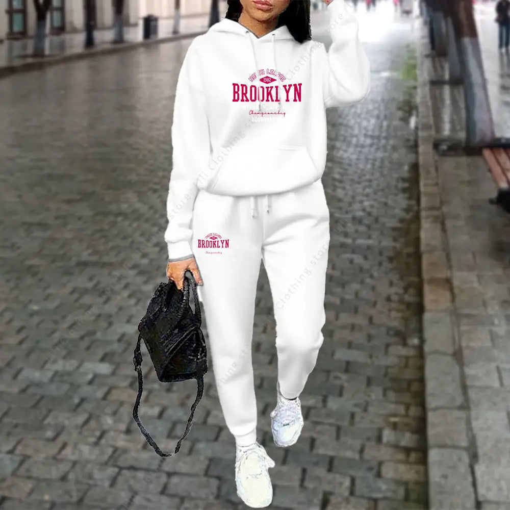 Women's Sets Autumn Winter Hoodies Pants 2pcs Suit Sports Jogging Outfits Letter Print Aesthetic Clothes Women Tracksuit 2025