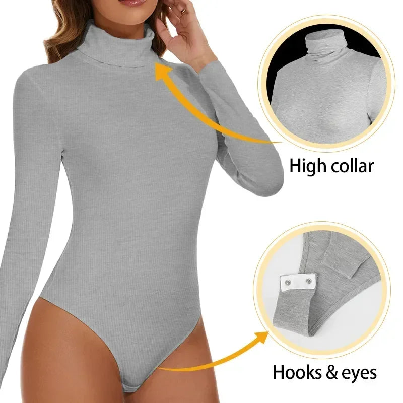 Women's Thermal Underwear Tops High Collar Long Sleeve Bodysuits Soft Keep Warm Cold Weather Compression Bottoming Shirts