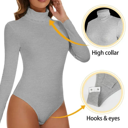 Women's Thermal Underwear Tops High Collar Long Sleeve Bodysuits Soft Keep Warm Cold Weather Compression Bottoming Shirts