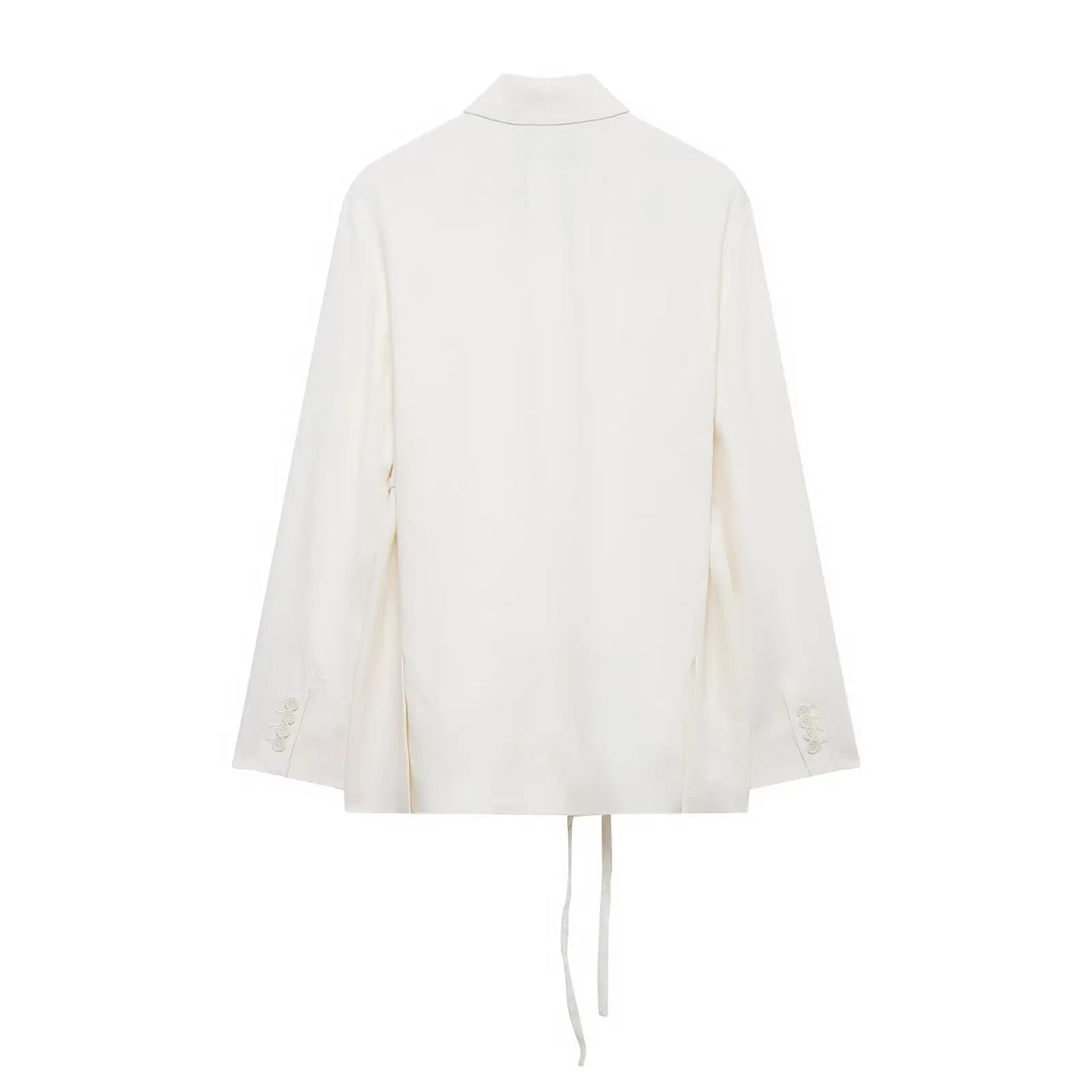 HH Women Spring Fashion Suits White Turn-Down Collar Long Sleeves Lace-Up Blazers+High Waist Zipper Long Pants Female Sets