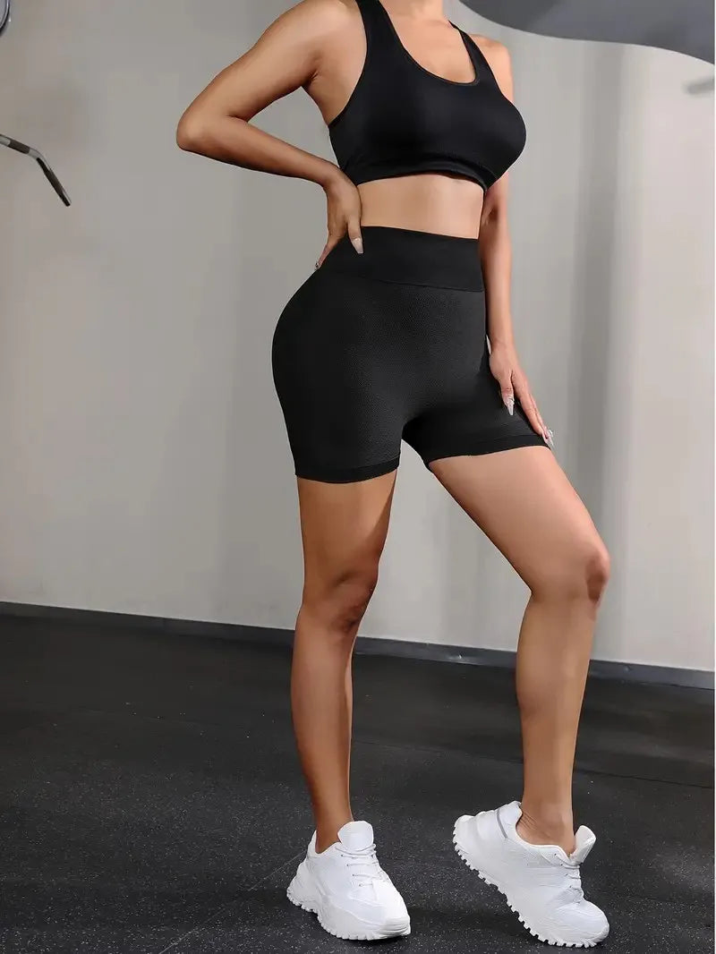 3 Pieces Women Yoga Seamless Shorts Leggings Fitness High Waist Push