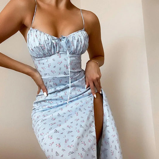 Women Elegant Floral Beach Vacation Bodycon Streetwear Long Dress 2024