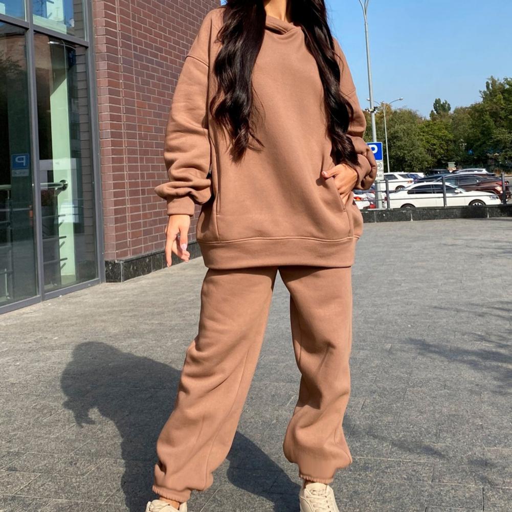 Women Tracksuit Autumn Winter Warm Hoodies Top Suits Casual Hooded Sweatshirts And Jogging Pants Outfits Sweatpants 2 Piece Sets
