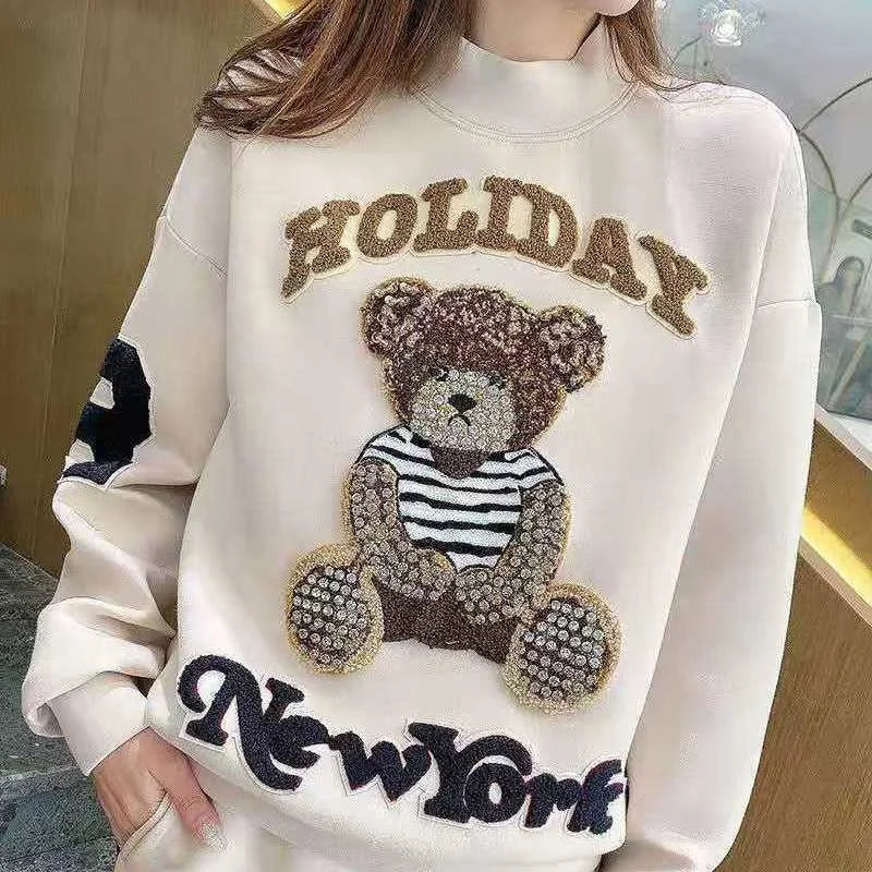 Women's Casual Fashion Plush Sweater Sweat Suits 2025 Spring And Autumn Winter New Temperament Matching Two Piece Sets For Women