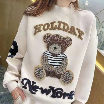Women's Casual Fashion Plush Sweater Sweat Suits 2025 Spring And Autumn Winter New Temperament Matching Two Piece Sets For Women