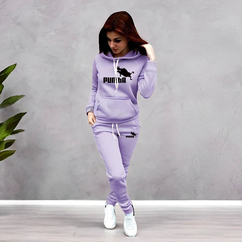 Women's Tracksuit Hooded Sweatshirts Sweatpants Autumn Winter Daily Casual Sporty Jogger Suit Female Home Outdoor Hoodie Outfits