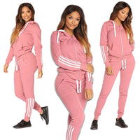2024 Spring Autumn Women Sweatshirt Set Solid Color Casual Zipper Hoodies Daily Gym Jogging 2 Pieces Set  New Woman Pant Sets