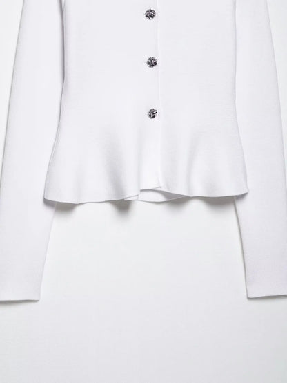 Women's Fashion Elegant Skirt Suit Round Neck Long Sleeve Knitted Sweater Top Elastic Waist Mini Skirt Female Spring Summer New