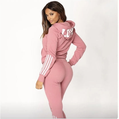 Customized Women Track Suits Sports Wear Jogging Suits Ladies Hooded Tracksuit Set Clothes Hoodies+Sweatpants Sweat Suits