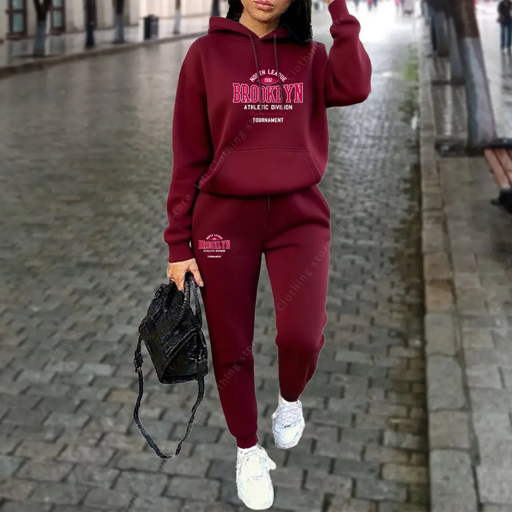Women's Sets Autumn Winter Hoodies Pants 2pcs Suit Sports Jogging Outfits Letter Print Aesthetic Clothes Women Tracksuit 2025
