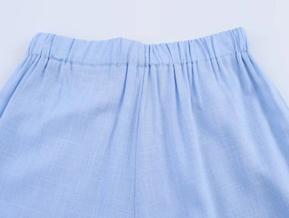 HH Women Casual Suit Solid Turn-Down Collar Long Sleeves Single-Breasted Blazers+Elastic Waist Pockets Pants Female Sets