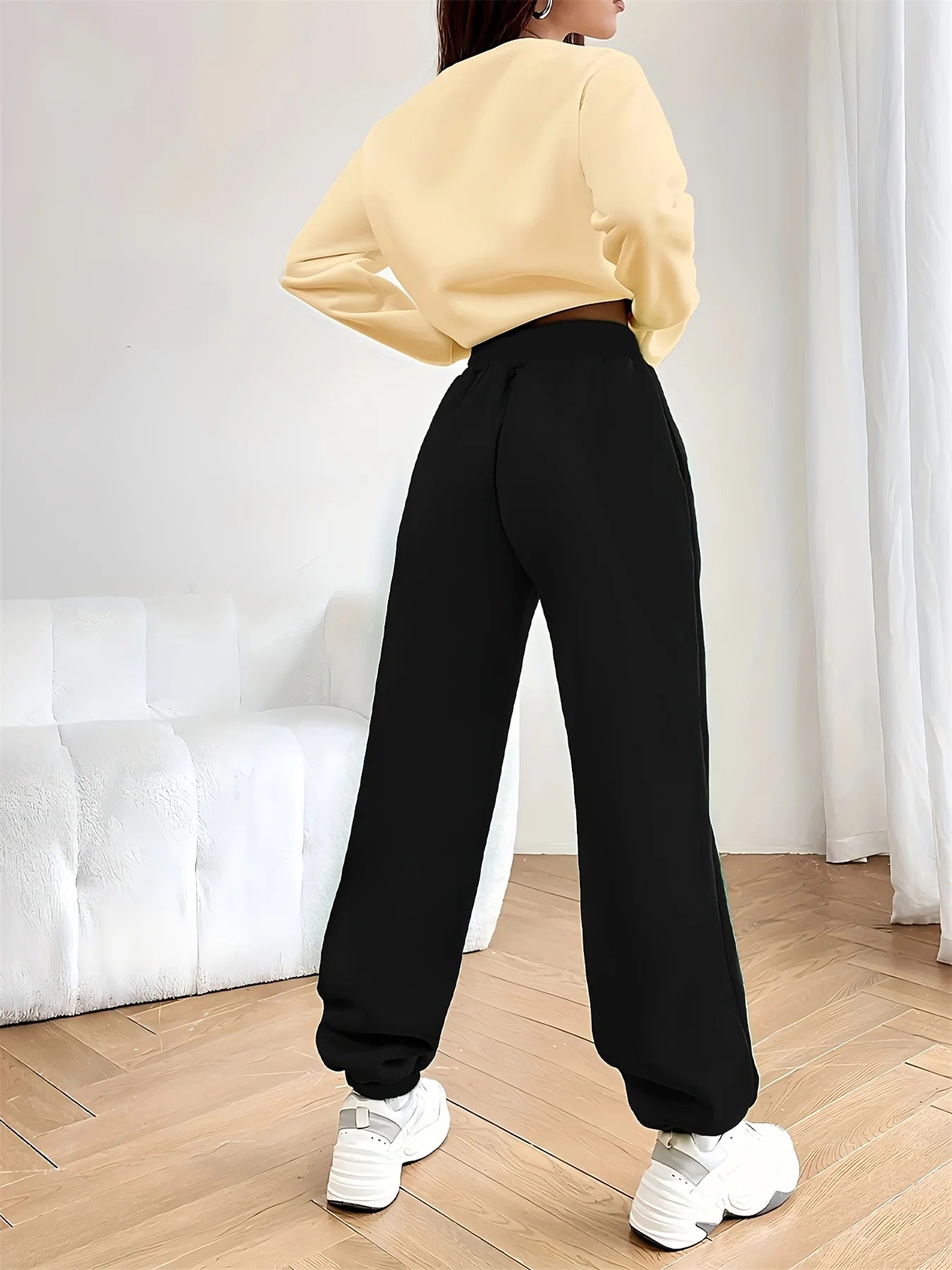 Women's autumn and winter hip-hop casual street fashion Paris letter printed round neck sports shirt+sports pants warm suit