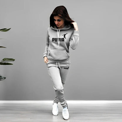 Autumn Winter Daily Casual Sporty Hoody Outfit Women's Jogger Set Hoodies and Sweatpants Female Home Outdoor Comfort Sportswear