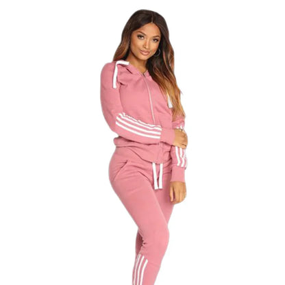 2024 Spring Autumn Women Sweatshirt Set Solid Color Casual Zipper Hoodies Daily Gym Jogging 2 Pieces Set  New Woman Pant Sets