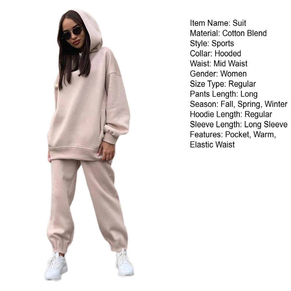 Women Tracksuit Autumn Winter Warm Hoodies Top Suits Casual Hooded Sweatshirts And Jogging Pants Outfits Sweatpants 2 Piece Sets