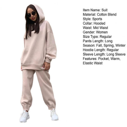 Women Tracksuit Autumn Winter Warm Hoodies Top Suits Casual Hooded Sweatshirts And Jogging Pants Outfits Sweatpants 2 Piece Sets