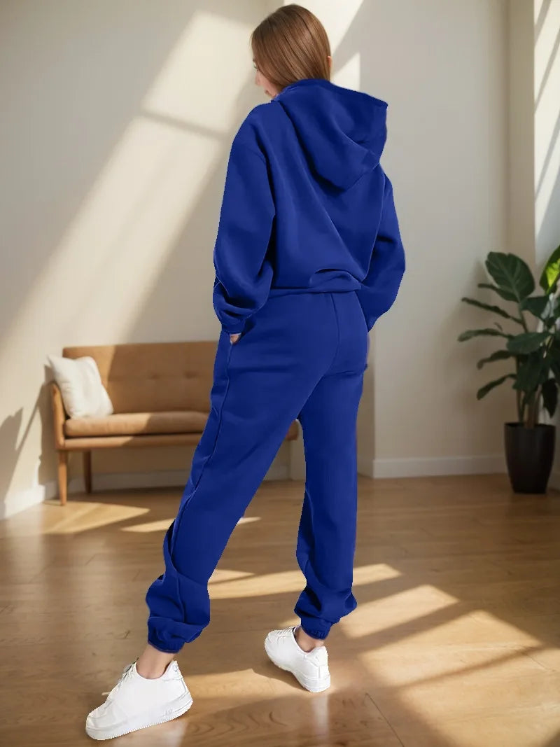 Women's Hoodies Two Pieces Sets Fashion Letter Print Pullover Sweatpants 2Pieces Set Sweatshirts Trousers Suit For Women Hooded