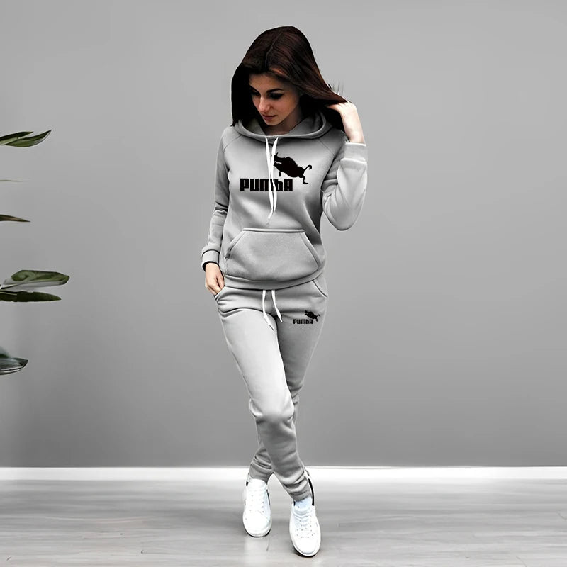 Women's Tracksuit Hooded Sweatshirts Sweatpants Autumn Winter Daily Casual Sporty Jogger Suit Female Home Outdoor Hoodie Outfits