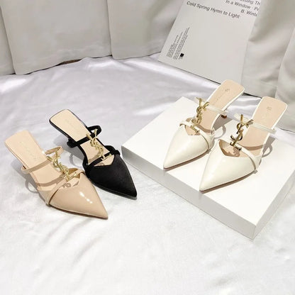2025 Summer Luxury Women's Metal Decoration Pointed Stilettos Party
